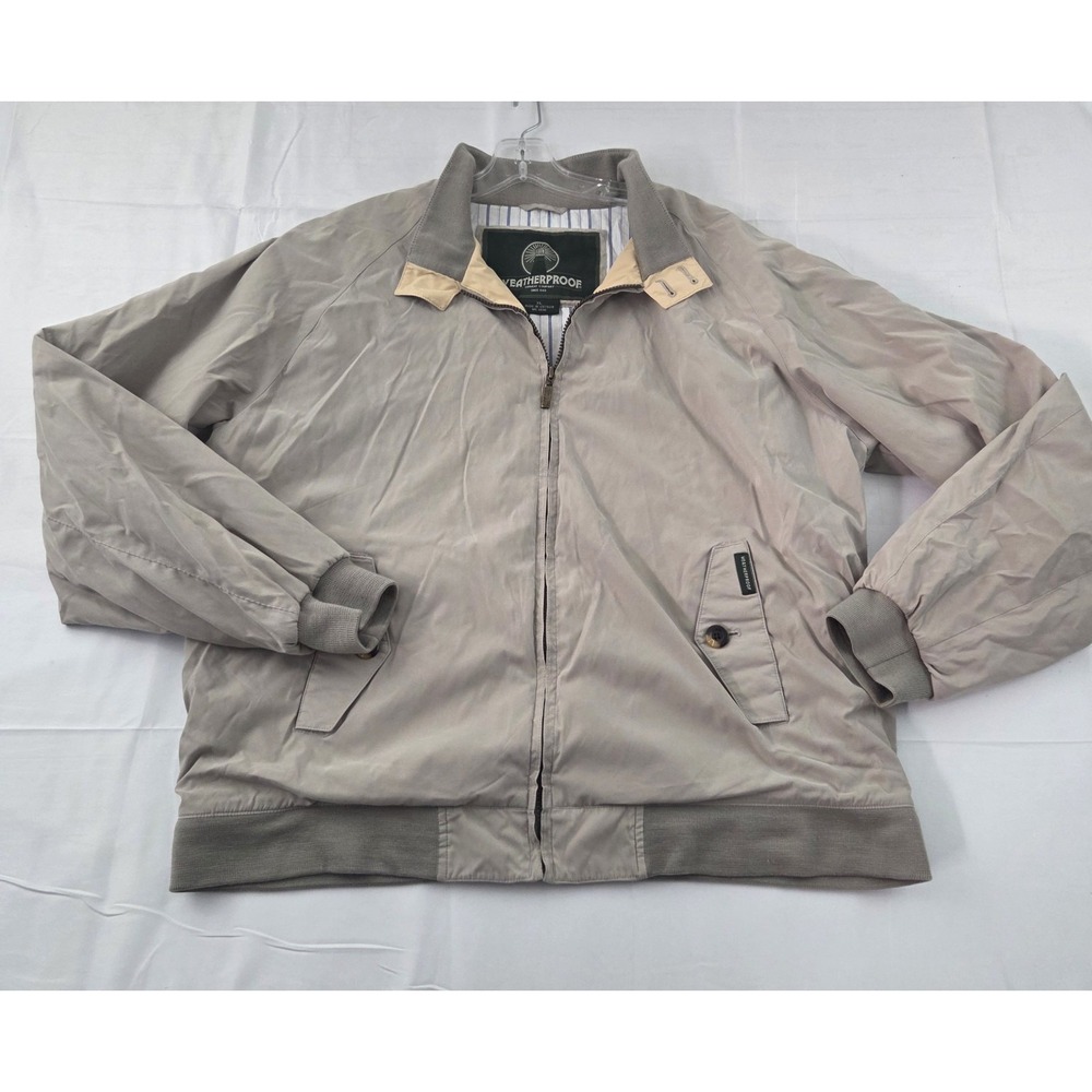 Weatherproof Jacket Mens XL Beige Full Zip Lightweight Normcore Grandpacore